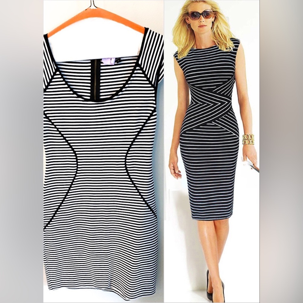 Express Black & White Fitted Cocktail Dress Sz 4